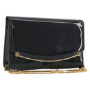 BALLY Chain Shoulder Bag Patent Leather Black Gold Auth bs36285A-1
