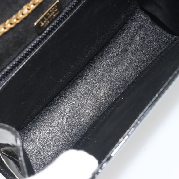 BALLY Chain Shoulder Bag Patent Leather Black Gold Auth bs36285A