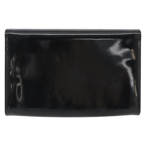 BALLY Chain Shoulder Bag Patent Leather Black Gold Auth bs36285A
