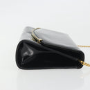 BALLY Chain Shoulder Bag Patent Leather Black Gold Auth bs36285A-4