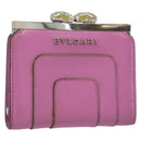 BVLGARI Coin Purse Leather Pink Silver Auth bs36286-1