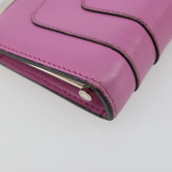 BVLGARI Coin Purse Leather Pink Silver Auth bs36286