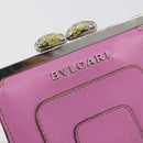 BVLGARI Coin Purse Leather Pink Silver Auth bs36286-17