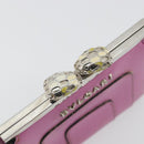 BVLGARI Coin Purse Leather Pink Silver Auth bs36286-8