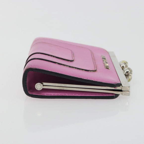 BVLGARI Coin Purse Leather Pink Silver Auth bs36286
