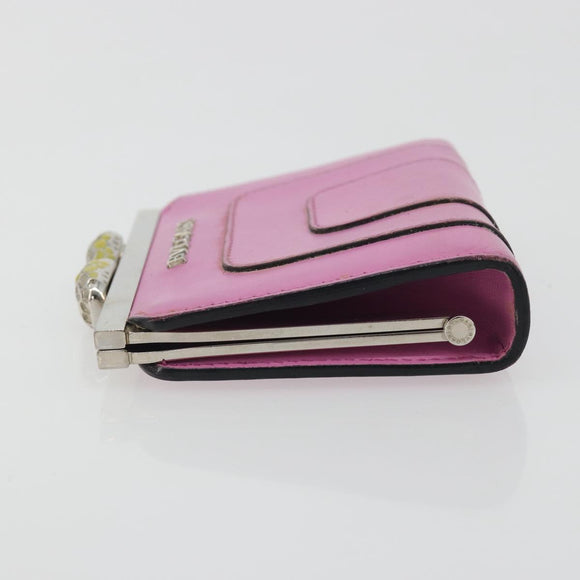BVLGARI Coin Purse Leather Pink Silver Auth bs36286