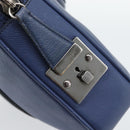 BURBERRY Business Bag Leather Blue Silver Auth bs36287-18