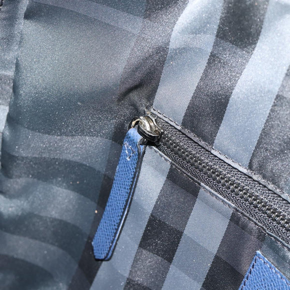 BURBERRY Business Bag Leather Blue Silver Auth bs36287