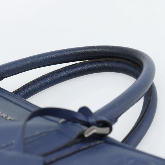 BURBERRY Business Bag Leather Blue Silver Auth bs36287