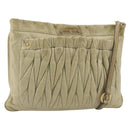Miu Miu Matelasse Shoulder Bag Leather Beige Gold Auth bs36288-1