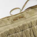 Miu Miu Matelasse Shoulder Bag Leather Beige Gold Auth bs36288-16