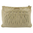 Miu Miu Matelasse Shoulder Bag Leather Beige Gold Auth bs36288-2