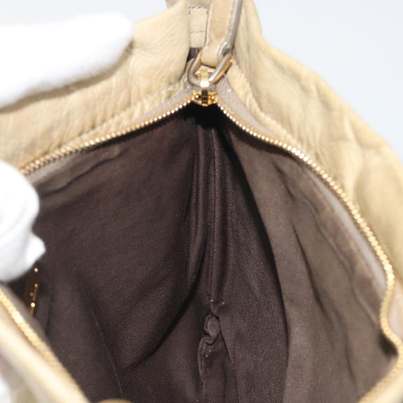 Miu Miu Matelasse Shoulder Bag Leather Beige Gold Auth bs36288