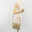Miu Miu Matelasse Shoulder Bag Leather Beige Gold Auth bs36288-25