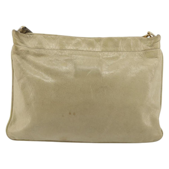 Miu Miu Matelasse Shoulder Bag Leather Beige Gold Auth bs36288