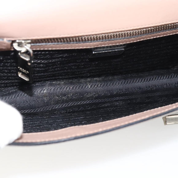 PRADA Hand Bag Safiano Leather 2way Pink Silver Auth bs36289