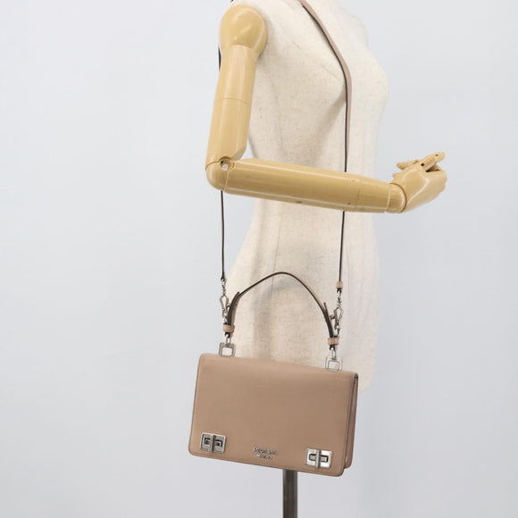 PRADA Hand Bag Safiano Leather 2way Pink Silver Auth bs36289