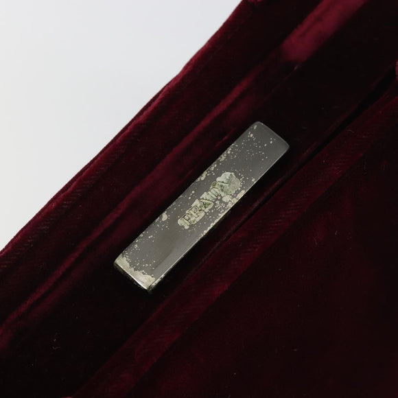 PRADA Hand Bag Velor Red Silver Auth bs36290