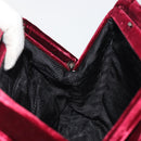 PRADA Hand Bag Velor Red Silver Auth bs36290-17