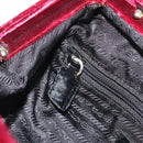 PRADA Hand Bag Velor Red Silver Auth bs36290-19