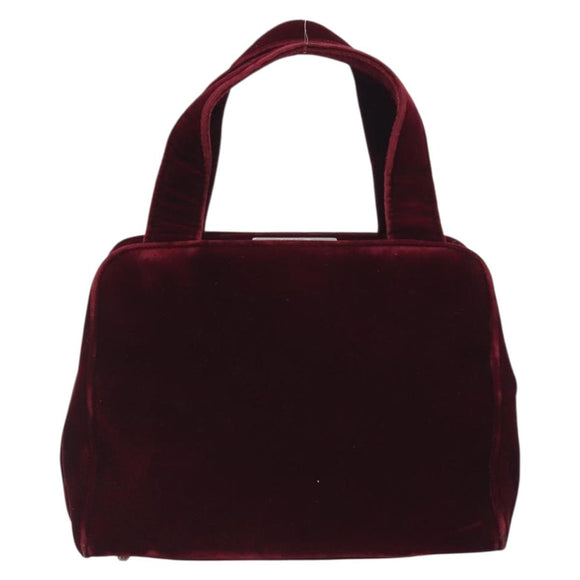 PRADA Hand Bag Velor Red Silver Auth bs36290