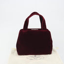 PRADA Hand Bag Velor Red Silver Auth bs36290-23