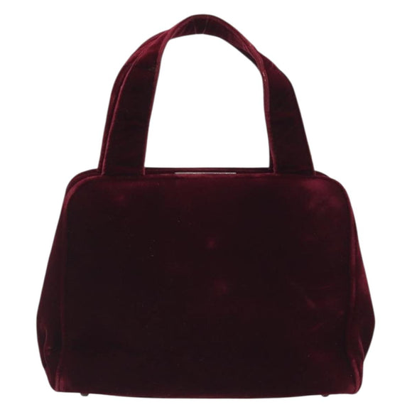 PRADA Hand Bag Velor Red Silver Auth bs36290