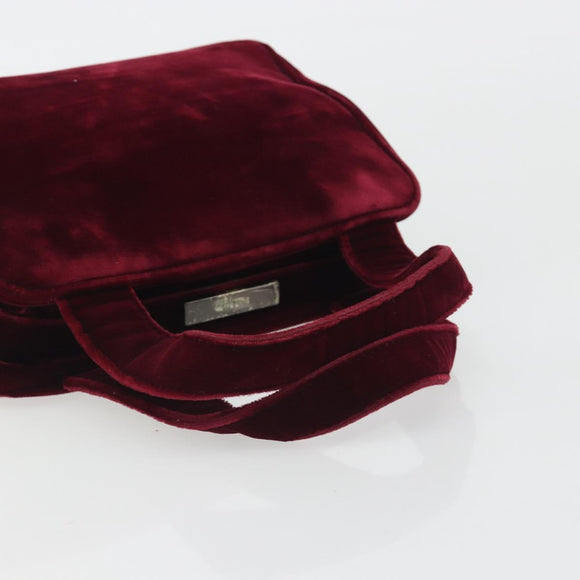 PRADA Hand Bag Velor Red Silver Auth bs36290