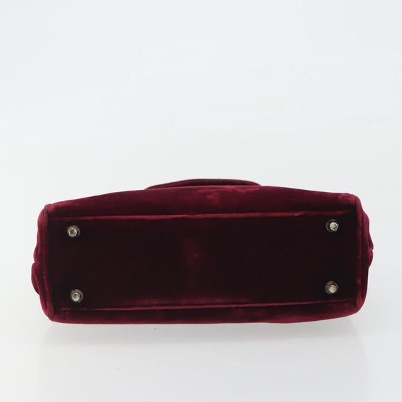 PRADA Hand Bag Velor Red Silver Auth bs36290