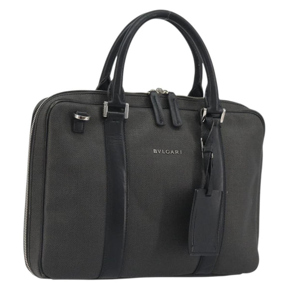 BVLGARI Business Bag PVC Gray Silver Auth bs36291