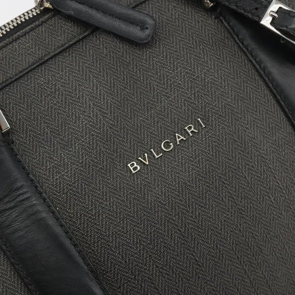 BVLGARI Business Bag PVC Gray Silver Auth bs36291