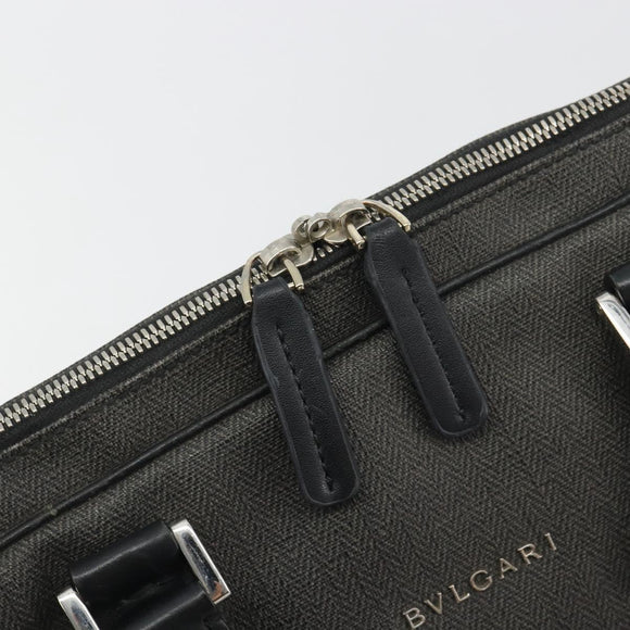 BVLGARI Business Bag PVC Gray Silver Auth bs36291
