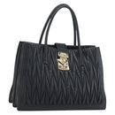 Miu Miu Matelasse Hand Bag Leather Black Gold Auth bs36292-1