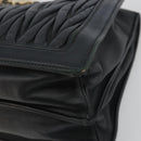 Miu Miu Matelasse Hand Bag Leather Black Gold Auth bs36292-9