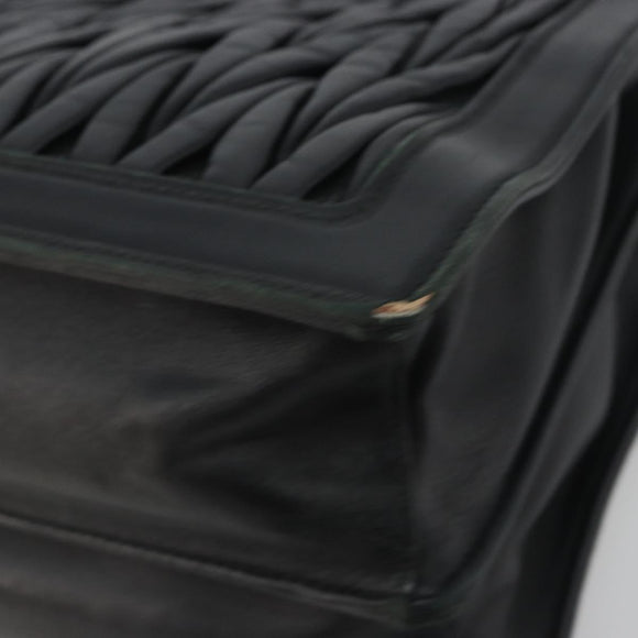 Miu Miu Matelasse Hand Bag Leather Black Gold Auth bs36292
