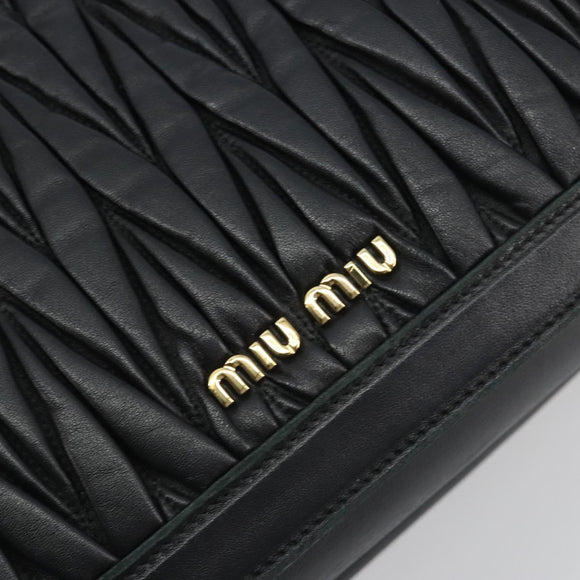 Miu Miu Matelasse Hand Bag Leather Black Gold Auth bs36292