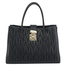 Miu Miu Matelasse Hand Bag Leather Black Gold Auth bs36292-13