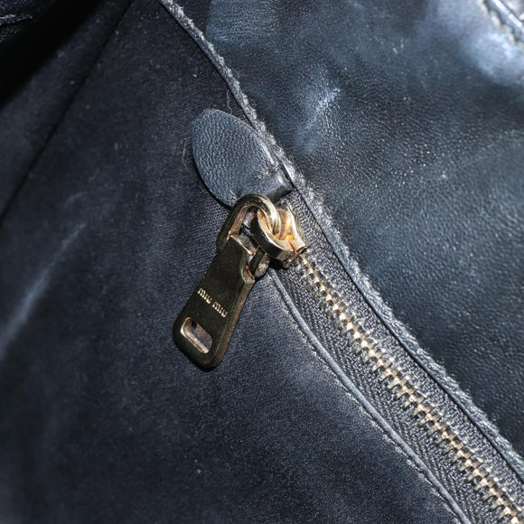 Miu Miu Matelasse Hand Bag Leather Black Gold Auth bs36292