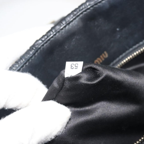 Miu Miu Matelasse Hand Bag Leather Black Gold Auth bs36292