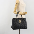 Miu Miu Matelasse Hand Bag Leather Black Gold Auth bs36292-26