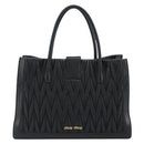 Miu Miu Matelasse Hand Bag Leather Black Gold Auth bs36292-2