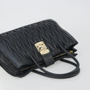Miu Miu Matelasse Hand Bag Leather Black Gold Auth bs36292-6