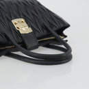 Miu Miu Matelasse Hand Bag Leather Black Gold Auth bs36292-7