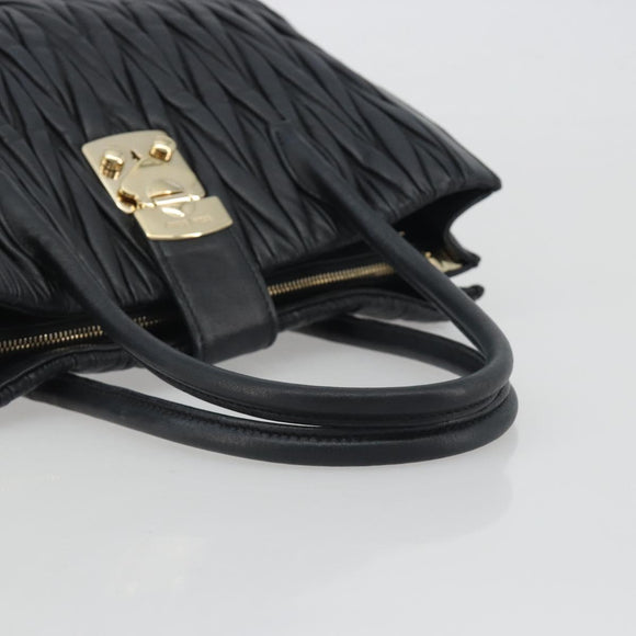 Miu Miu Matelasse Hand Bag Leather Black Gold Auth bs36292