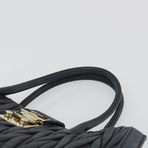 Miu Miu Matelasse Hand Bag Leather Black Gold Auth bs36292