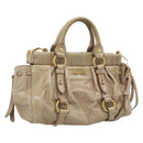 Miu Miu Hand Bag Leather 2way Beige Gold Auth bs36293V-1