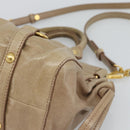Miu Miu Hand Bag Leather 2way Beige Gold Auth bs36293V-15