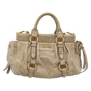 Miu Miu Hand Bag Leather 2way Beige Gold Auth bs36293V-13