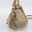 Miu Miu Hand Bag Leather 2way Beige Gold Auth bs36293V-3