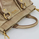 Miu Miu Hand Bag Leather 2way Beige Gold Auth bs36293V-6